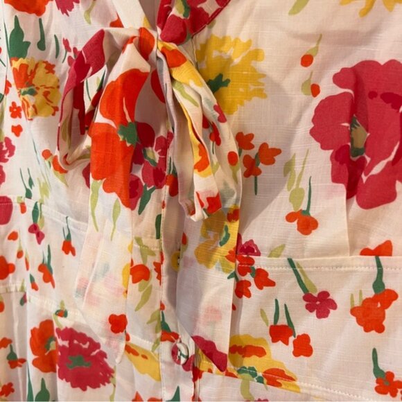 Merona Colorful Floral Sleeveless Button-Up Dress Size 8 100% Cotton - Picture 2 of 10